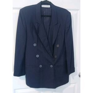 Evan Picone Blazer Women 12 Navy Blue Career Classic Vtg USA Excellent Condition
